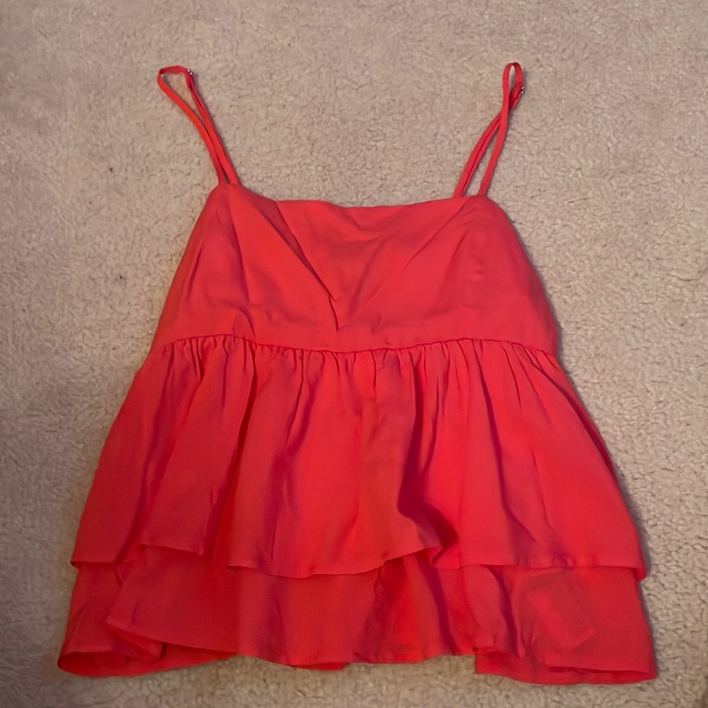 Hot pink ruffle tank top